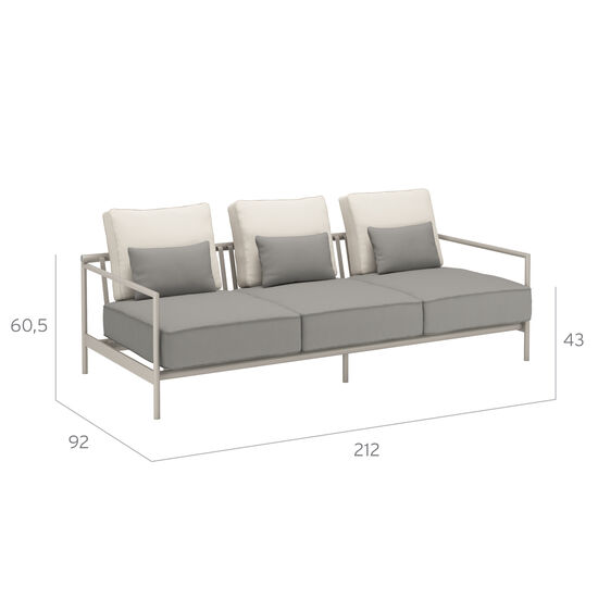 Loreto Dreisitzer inkl. Auflagen Dessin "Stone/Linum"