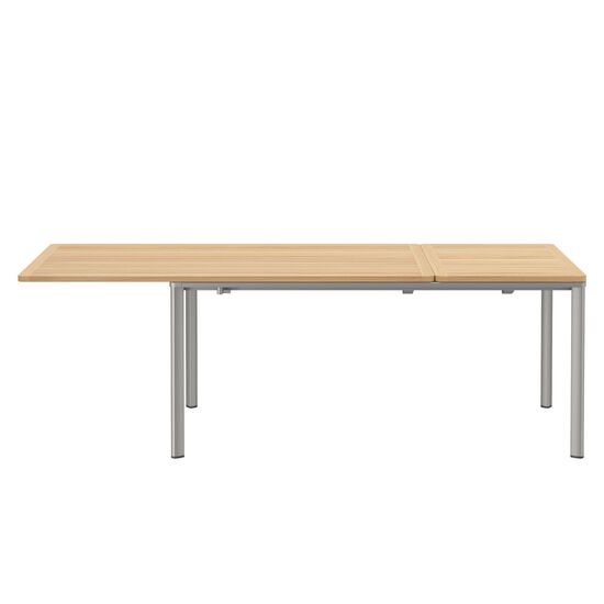 Portland Ausziehtisch Silk Aluminium 165-225 x 90 Tischplatte Teak