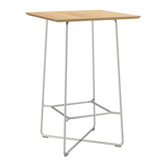 Bartisch 70 x 70 Edelstahl, Teak