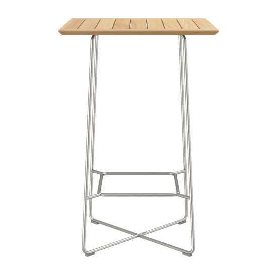Bartisch 70 x 70 Edelstahl, Teak