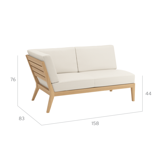 Valencia Lounge Chaiselongue rechts inkl. Auflagen Dessin "Linum/Keder Pearl"