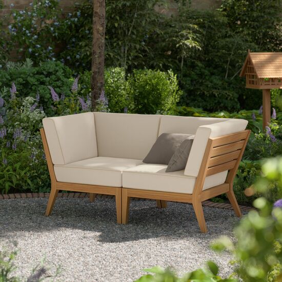 Valencia Lounge Eckelement inkl. Auflagen Dessin "Linum/Keder Pearl"