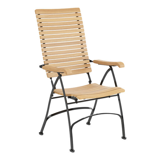 gartenstuhl-armlehnen-teakholz-stahl-klappbar-verstellbar-fontenay-recliner-teak-frontansicht