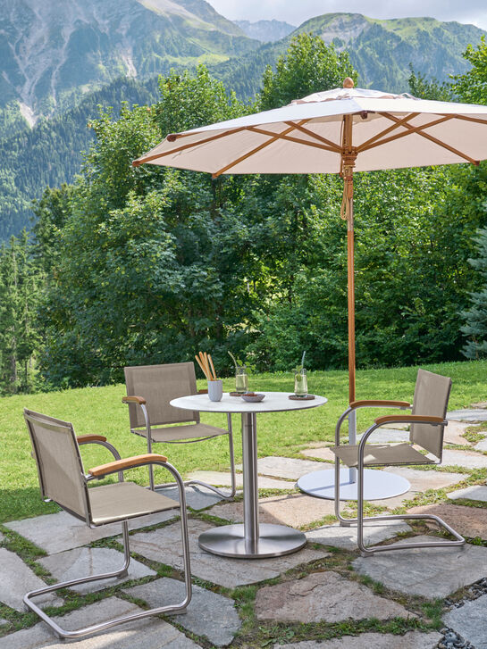 Ronda Single-Pedestal Table Ø 100 Ceramic Marble White