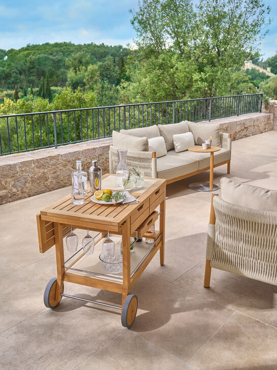 Barwagen Teak/Keramik Chalk