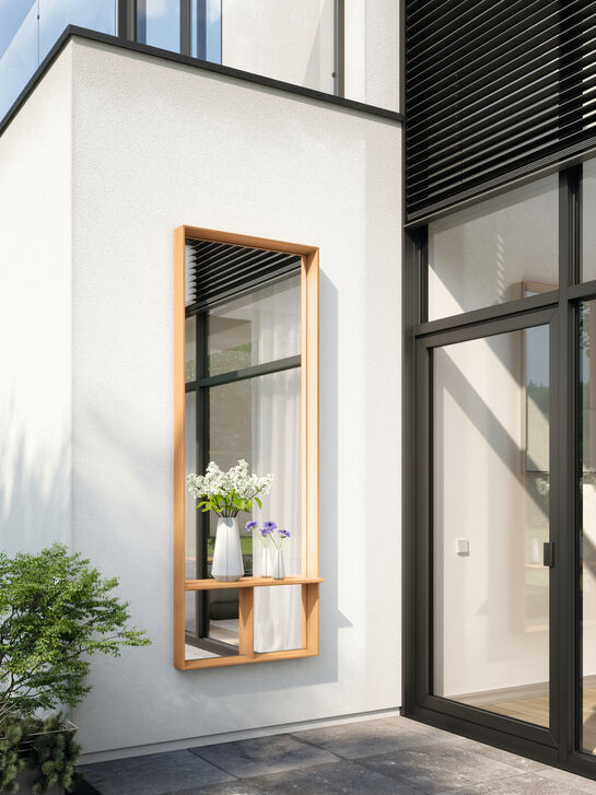 Fascino Spiegel mit Teakrahmen, senkrecht breit