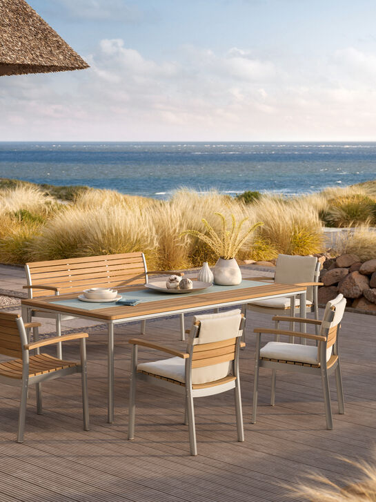 Portland Tisch Aluminium eloxiert/Teak 220 x 100