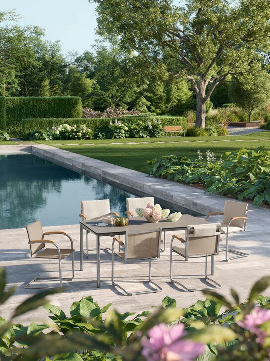 Portland Ausziehtisch Edelstahl/Kunstharz Shade