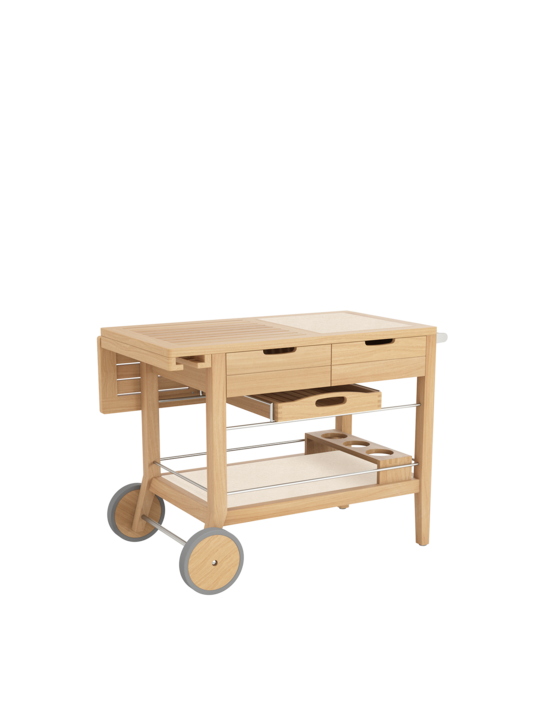 Barwagen Teak/Keramik Chalk