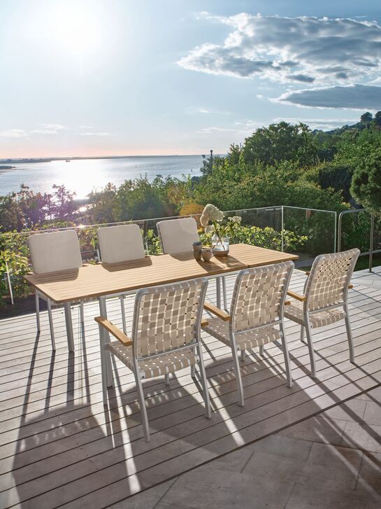 Portland Ausziehtisch Aluminium/Teak