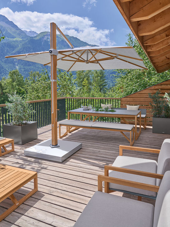 Positano Sonnenschirm 350 x 350 cm quadratisch, Silbergrau