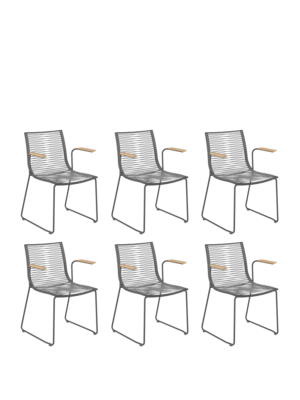 Pan Armlehnstuhl graphit, 6er-Set