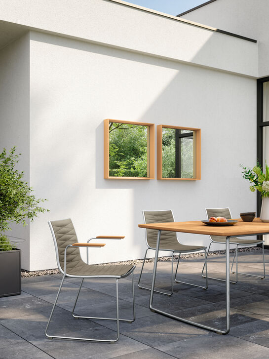 Fascino Spiegel mit Teakrahmen, quadratisch