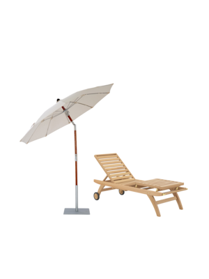 Catania Comfort Liege high & Toscana Sonnenschirm mit Holzmast inkl. Schirmständer Set