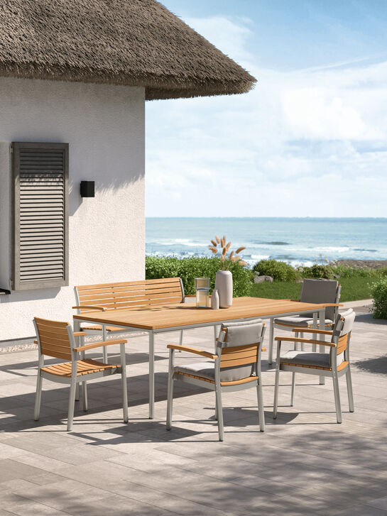 Portland Tisch Aluminium eloxiert/Teak 165 x 90