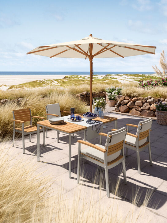 Portland Tisch Aluminium eloxiert/Teak 140 x 90