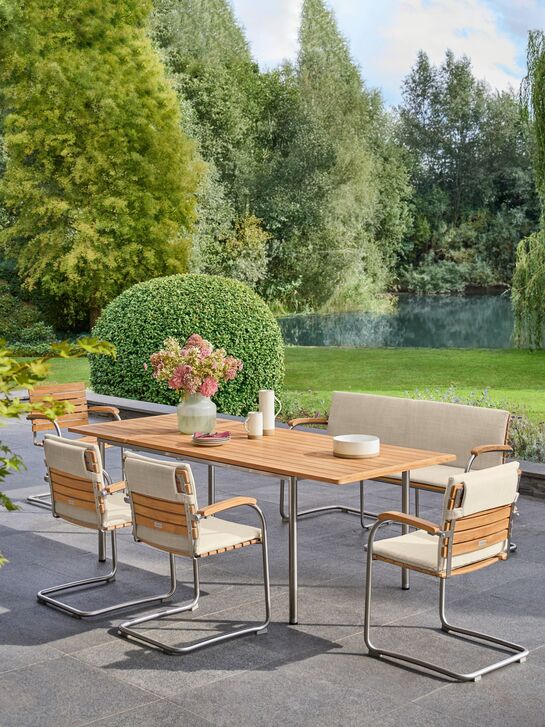 Portland Ausziehtisch Edelstahl/Teak