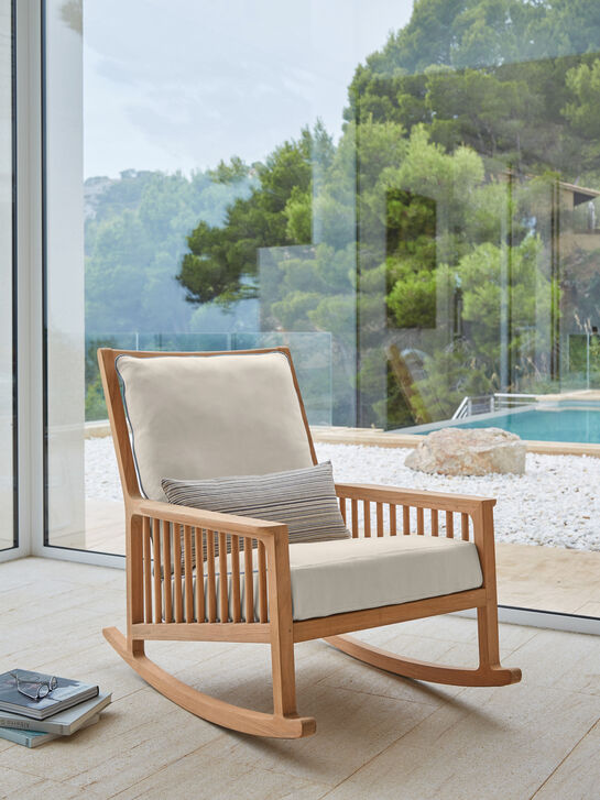 Newhaven Schaukelstuhl inkl. Auflagen Linum/Keder Indigo