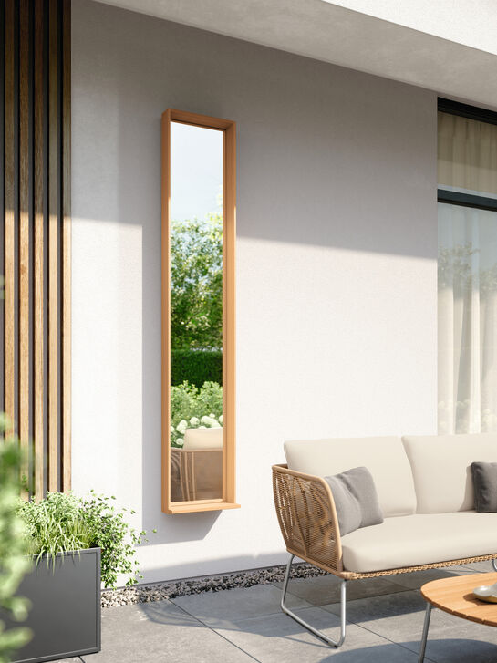 Fascino Spiegel mit Teakrahmen, senkrecht schmal