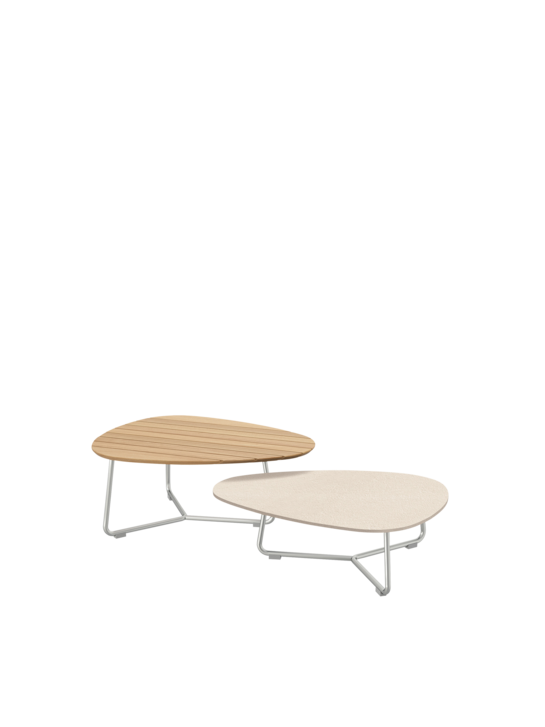 Amari Lounge Tischset Edelstahl /Teak & Keramik Chalk